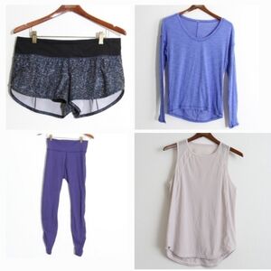 Lululemon Bundle Lot of (4) Shorts Long Short Sleeve Leggings Size 8 MSRP ~$312